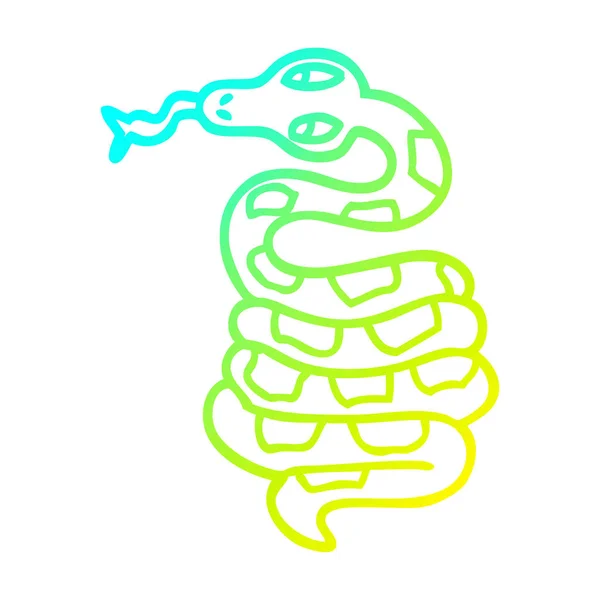 Línea de gradiente frío dibujo de dibujos animados serpiente venenosa — Vector de stock