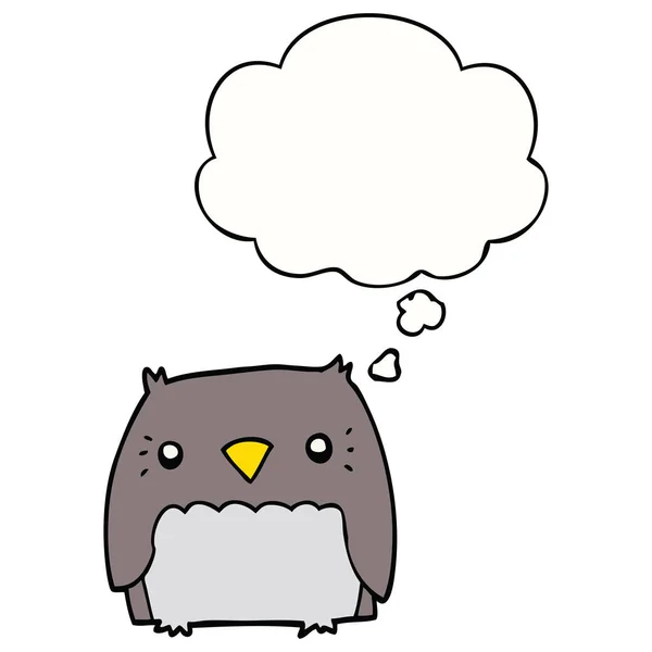 可爱的卡通猫头鹰和思想泡沫 — 图库矢量图片