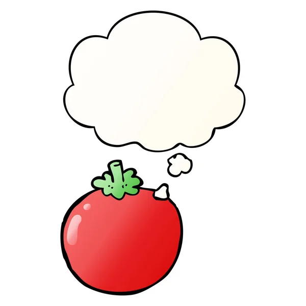 Kreskówka pomidor i myśl bańka w gładki gradient styl — Wektor stockowy