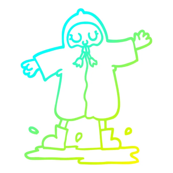 Studená Přechodová čára kresba kreslená osoba šplouchání v kaluži — Stockový vektor