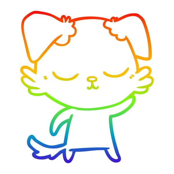 Regenboog gradiënt lijntekening cute cartoon hond — Stockvector