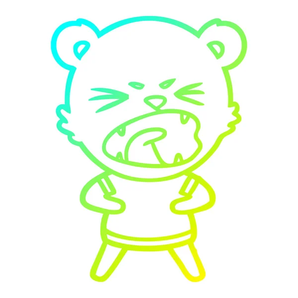 Ligne de dégradé froid dessin ours dessin animé en colère — Image vectorielle