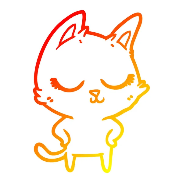 Chaud gradient ligne dessin calme dessin animé chat — Image vectorielle