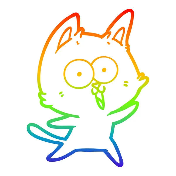 Ουράνιο τόξο γραμμή ντεγκραντέ σχέδιο αστείο γάτα καρτούν — Διανυσματικό Αρχείο