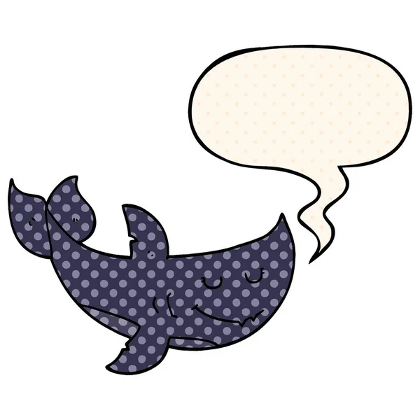 Cartoon Shark en toespraak bubble in Comic Book stijl — Stockvector