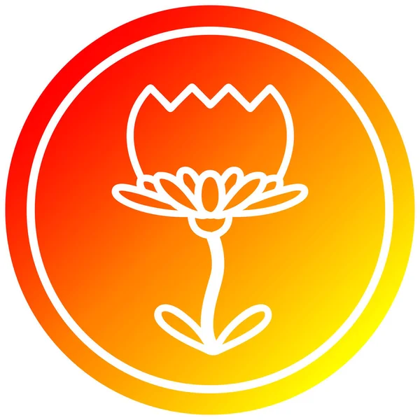 Kwiat lotosu okrągły w gorącym spektrum gradientu — Wektor stockowy
