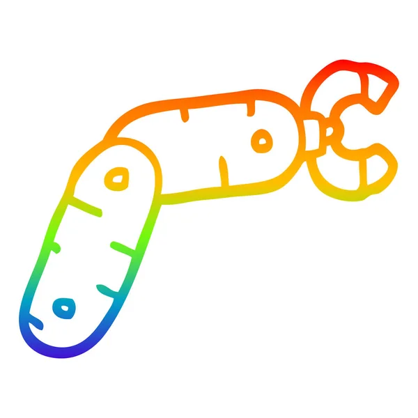 Arco iris gradiente línea dibujo dibujos animados robot brazo — Vector de stock