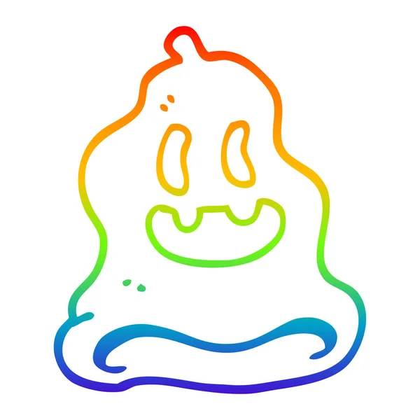 Regenbogen-Gradienten-Linie Zeichnung Cartoon gespenstischen Geist — Stockvektor