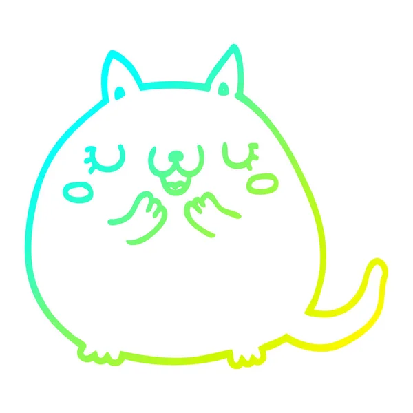 Frío gradiente línea dibujo dibujos animados lindo gato — Archivo Imágenes Vectoriales