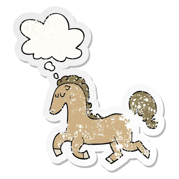 karikatür at çalışan ve sıkıntılı yıpranmış st olarak kabarcık düşünce