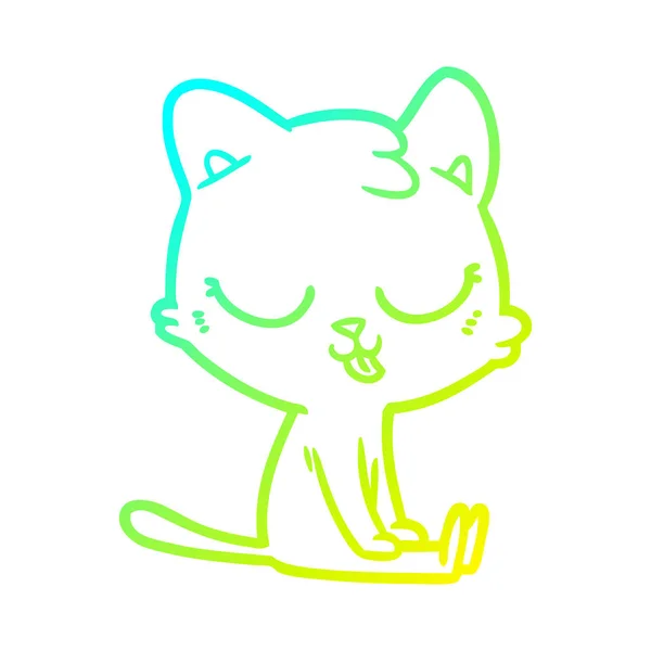 Gradient kot kreskówka linia rysunek zimny — Wektor stockowy