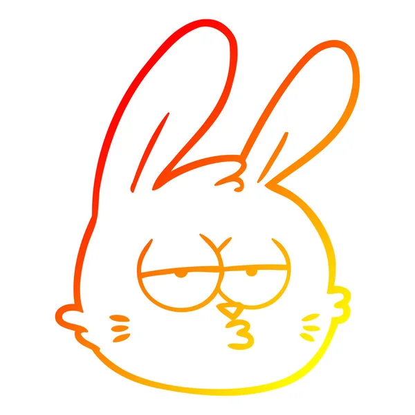 Warme kleurovergang lijntekening cartoon sleets konijn gezicht — Stockvector