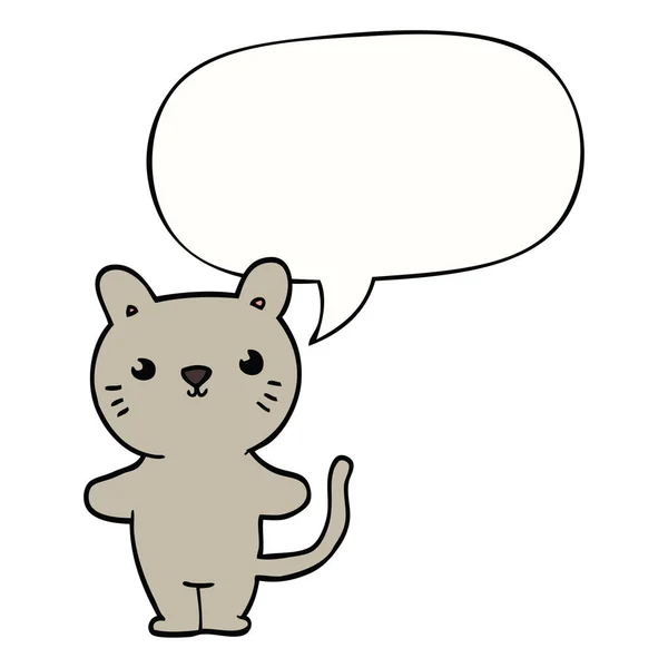 Karikatür kedi ve konuşma balonu — Stok Vektör