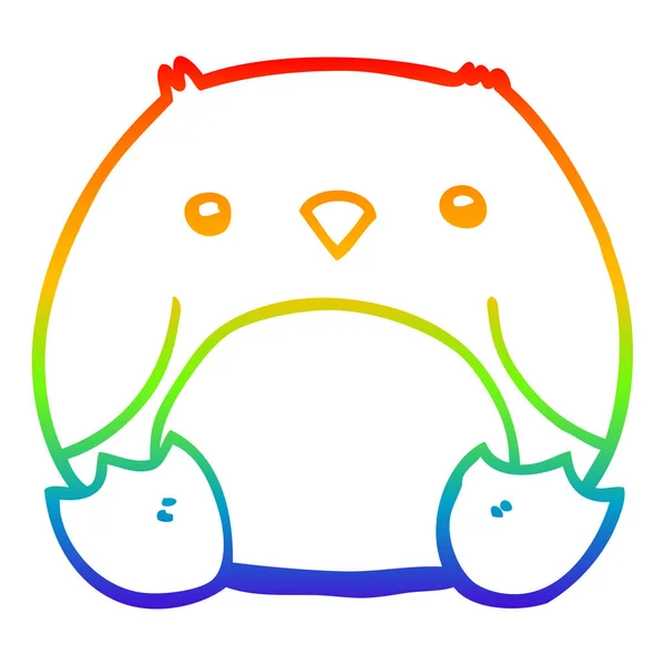 Arco iris gradiente línea dibujo dibujos animados pingüino — Vector de stock