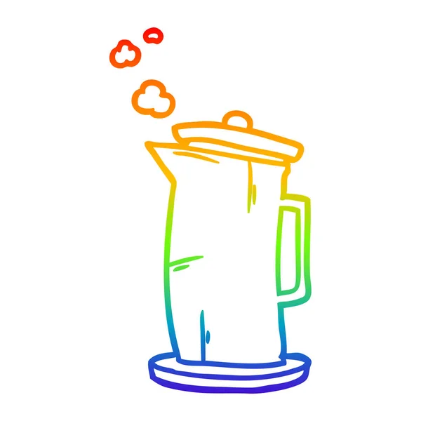 Rainbow gradient ligne dessin ancienne bouilloire style — Image vectorielle