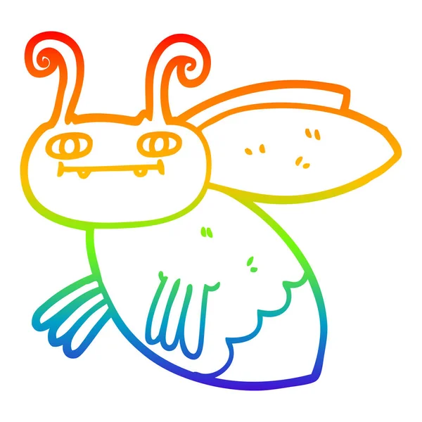 Rainbow gradient linje ritning tecknad bugg — Stock vektor