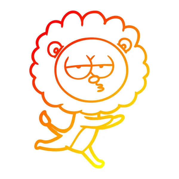 Chaud gradient ligne dessin dessin animé courir lion — Image vectorielle