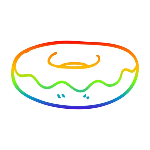 Arco iris gradiente línea dibujo dibujos animados helado donut — Vector de stock