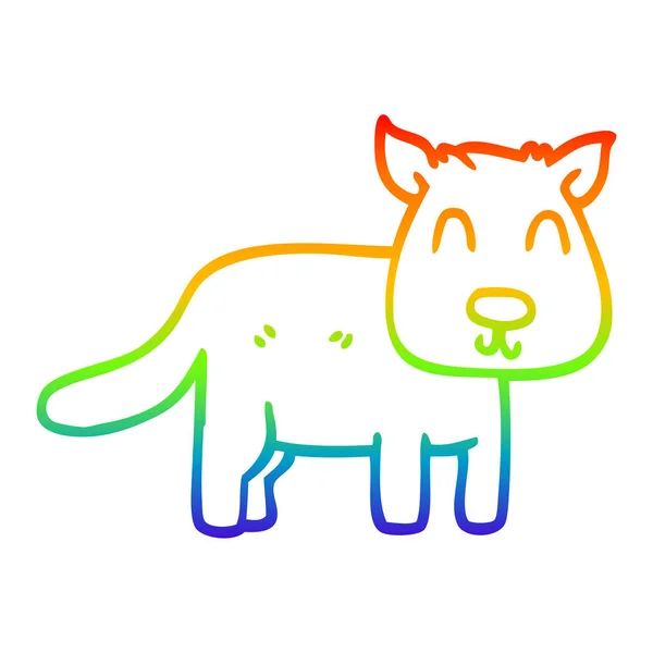 Linea gradiente arcobaleno disegno cartone animato cane calmo — Vettoriale Stock