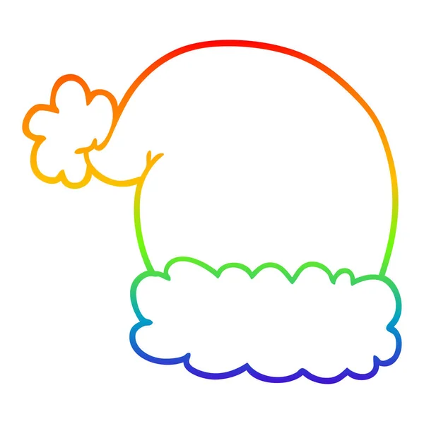 Rainbow gradient line drawing cartoon christmas hat — Stock Vector