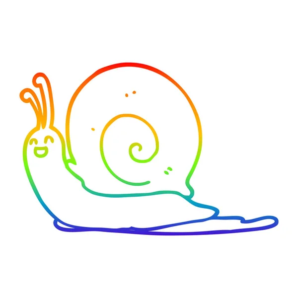 Gradient arc-en-ciel ligne dessin escargot dessin animé — Image vectorielle