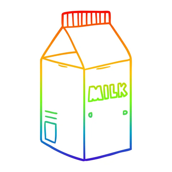 Regenbogen Gradienten Linie Zeichnung Cartoon Milchkarton — Stockvektor