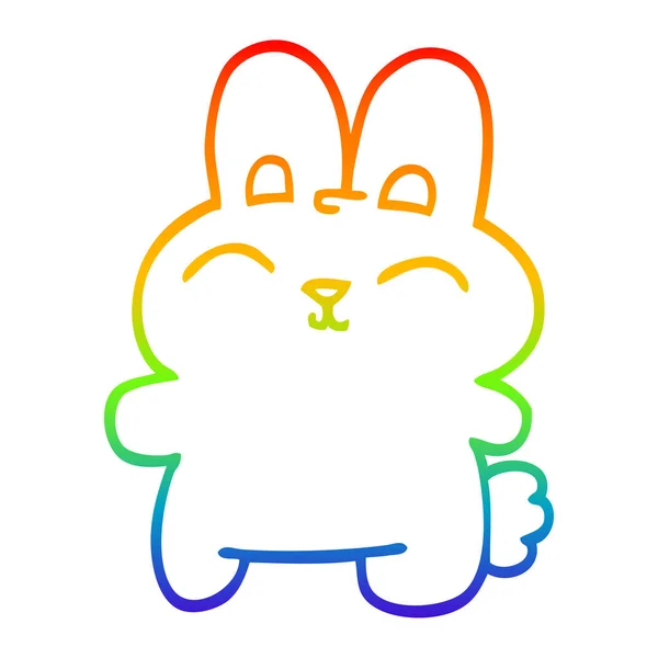 Rainbow gradient ligne dessin heureux dessin animé lapin — Image vectorielle