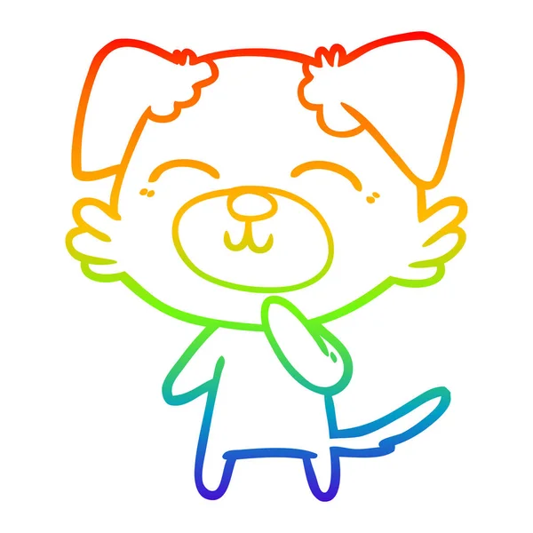 虹のグラデーションライン描画漫画犬思考 — ストックベクタ