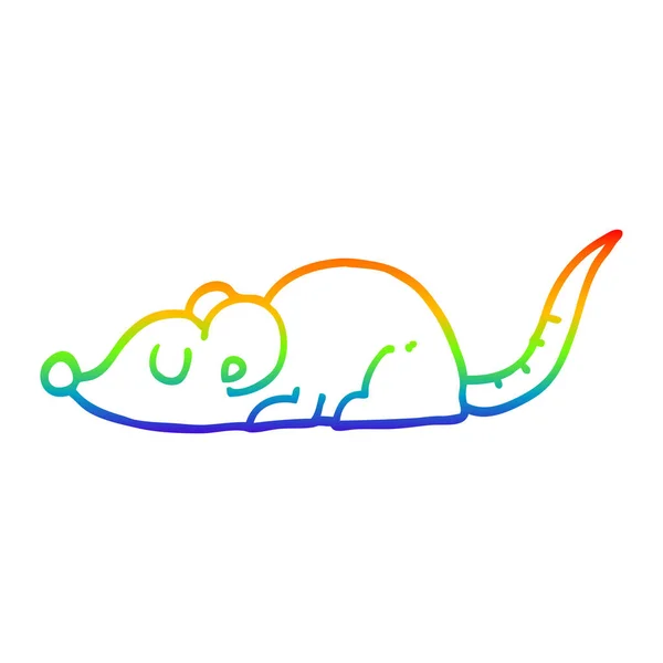 Linha gradiente arco-íris desenho cartoon rato preto — Vetor de Stock