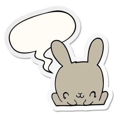 karikatür tavşan ve konuşma kabarcık etiket