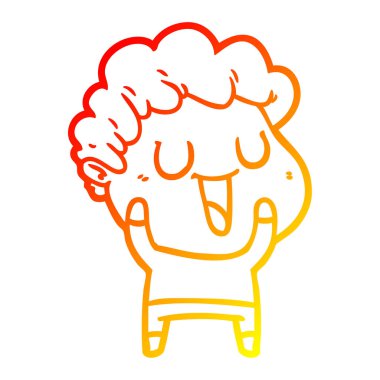 sıcak degrade çizgi çizim gülen karikatür adam