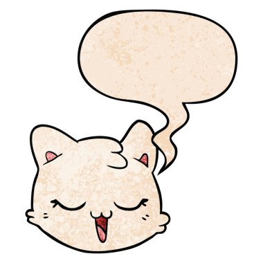 retro doku tarzında karikatür kedi yüz ve konuşma balonu
