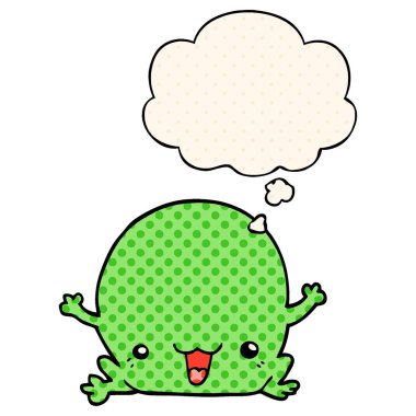 çizgi film kurbağa ve çizgi roman tarzında düşünce balonu