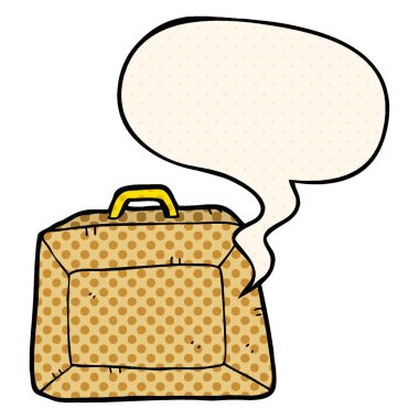 çizgi roman tarzında karikatür bütçe evrak çantası ve konuşma balonu