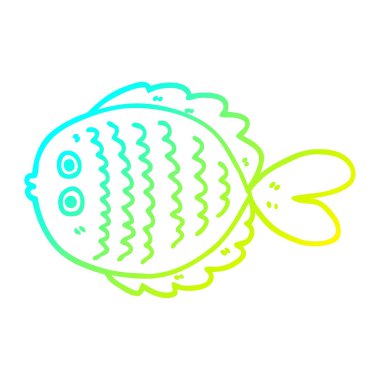 soğuk degrade çizgi çizim karikatür düz balık