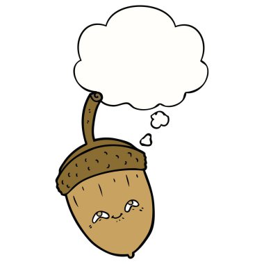 karikatür meşe palamudu ve düşünce balonu