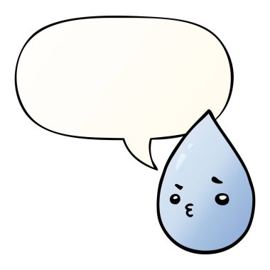 düzgün degrade tarzında karikatür sevimli yağmur damlası ve konuşma balonu
