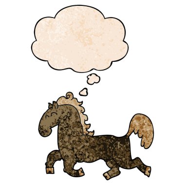 karikatür aygır ve grunge doku desen st düşünce balonu