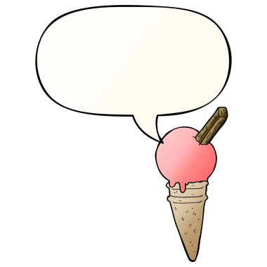 karikatür dondurma ve pürüzsüz degrade tarzında konuşma balonu