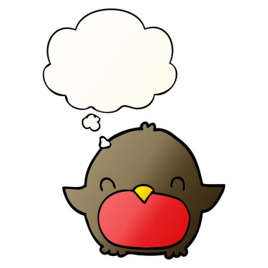 çizgi film penguen ve pürüzsüz degrade tarzında düşünce balonu