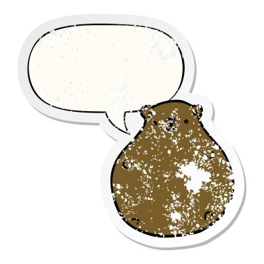 karikatür ayı ve konuşma balonu sıkıntılı etiket