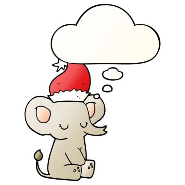 sevimli noel fil ve pürüzsüz degrade st kabarcık düşünce