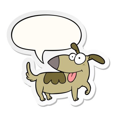 karikatür mutlu köpek ve konuşma kabarcık etiket