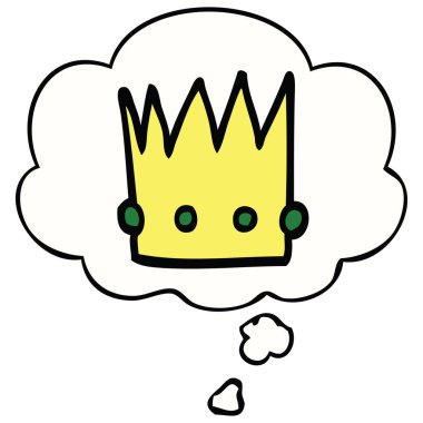 karikatür taç ve düşünce balonu