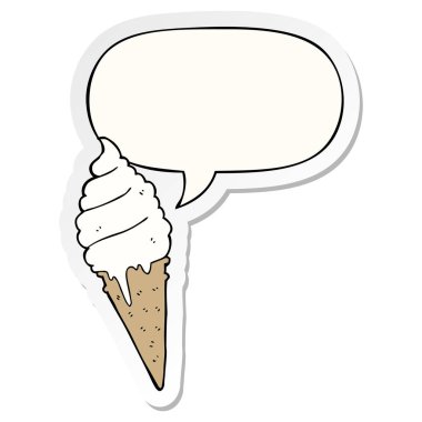 karikatür dondurma ve konuşma kabarcık Sticker