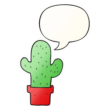 düzgün degrade tarzında karikatür kaktüs ve konuşma balonu