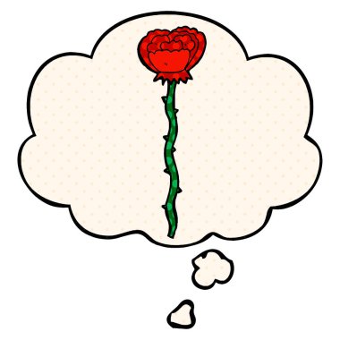 çizgi film çiçek ve çizgi roman tarzında düşünce balonu