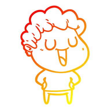 sıcak degrade çizgi çizim gülen karikatür adam