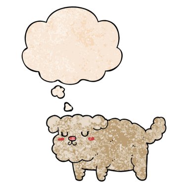 karikatür köpek ve grunge doku desen tarzında düşünce balonu