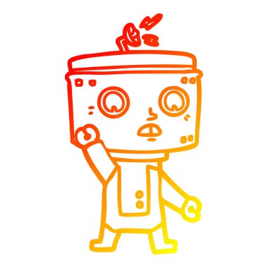 sıcak degrade çizgi çizim karikatür robot sallayarak